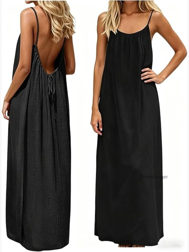 Sleeveless Backless Cami Sundress Summer Casual Flowy Mini Dress